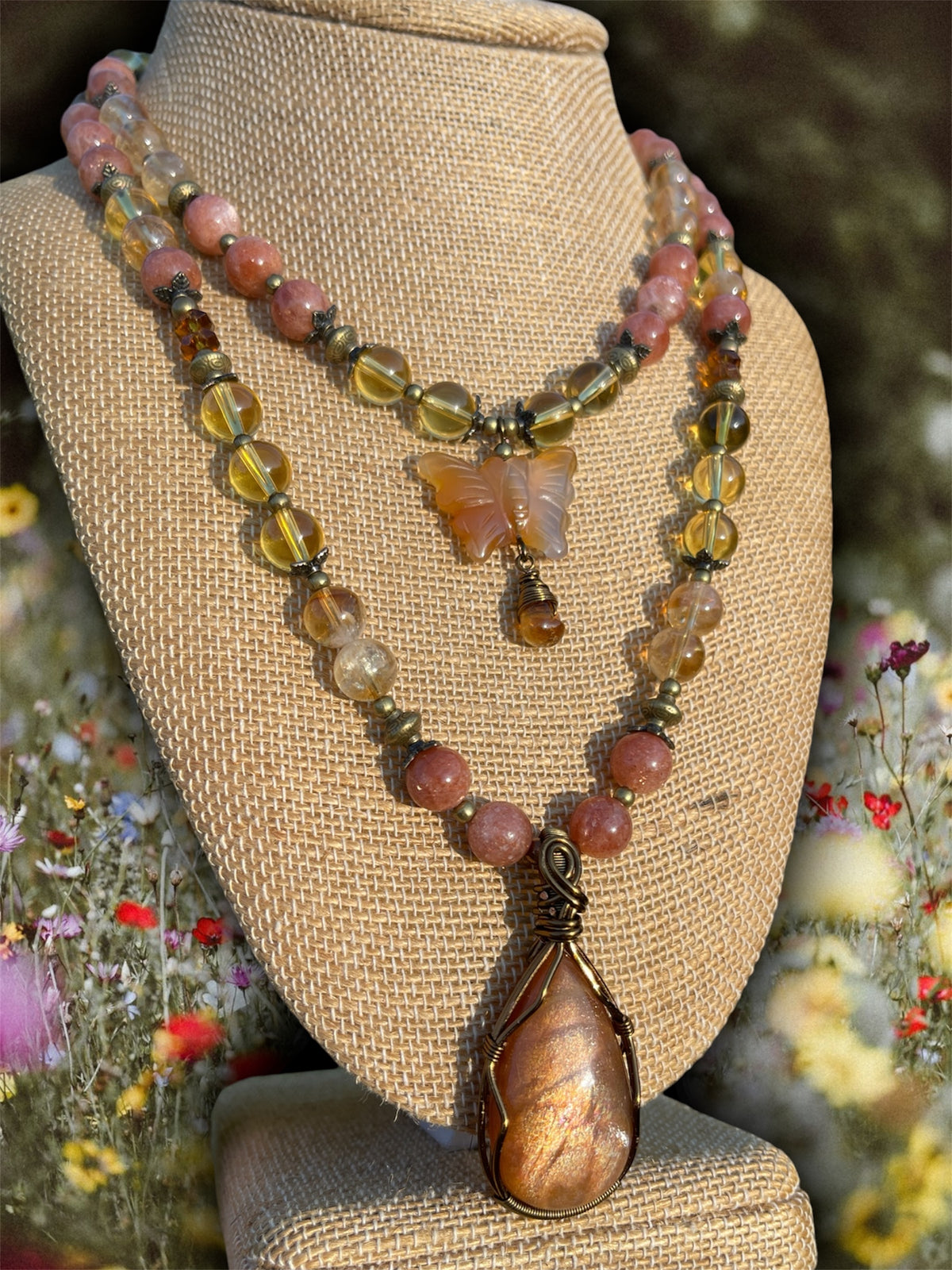 Monarch • Sunstone, Citrine + Carnelian Necklace Set