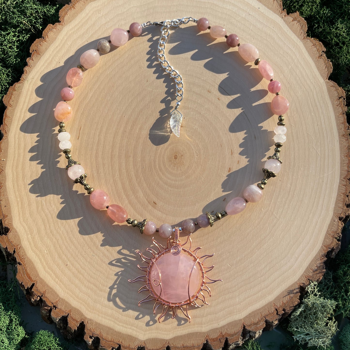 Sophie • Madagascar Rose Quartz Sun Necklace