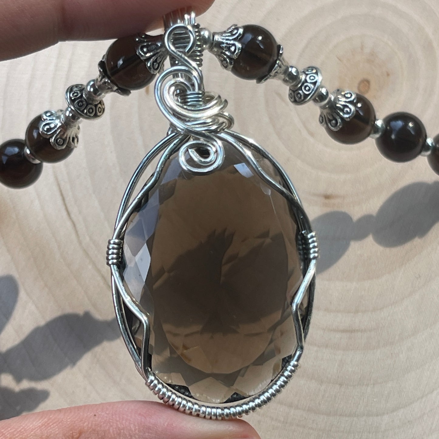 Acacia • Faceted AAA Smokey Quartz Necklace