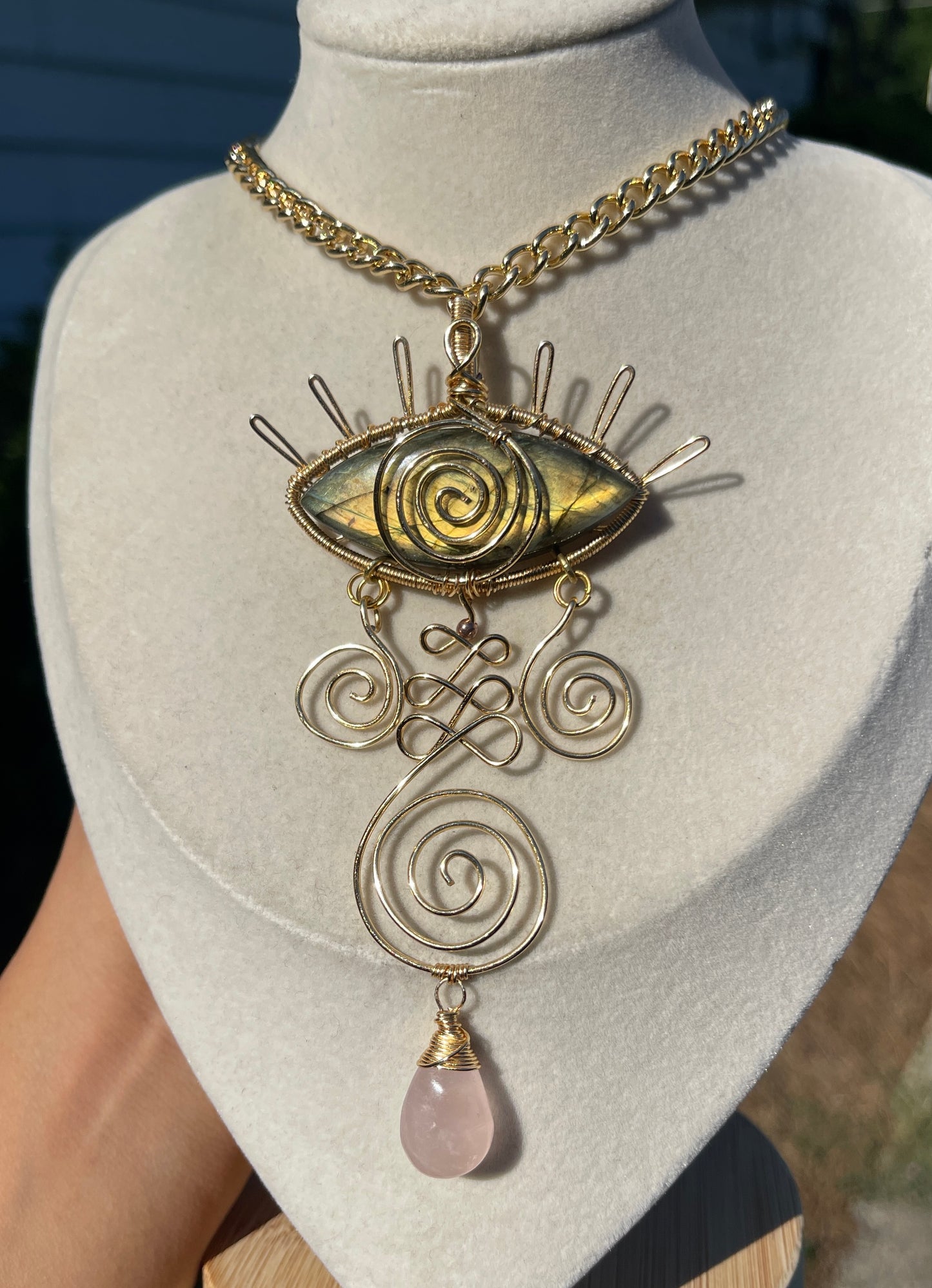Echo • Labradorite Chained All-Seeing Eye Necklace