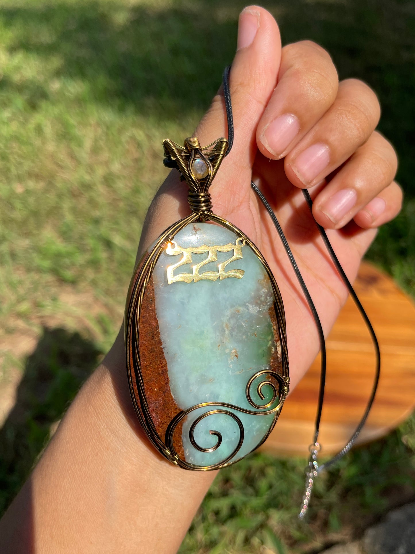 XL Boulder Chrysoprase + Labradorite 222 Pendant