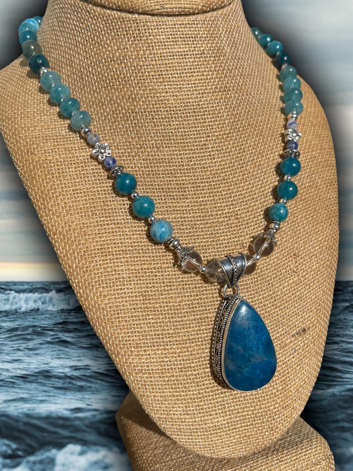 Blue Apatite 925 Sterling Silver Necklace