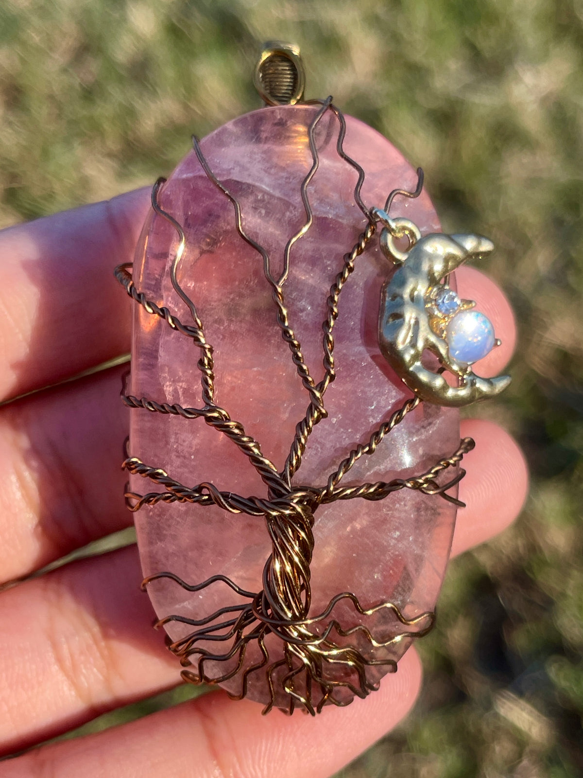 Purple Candy Fluorite Tree of Life Pendant