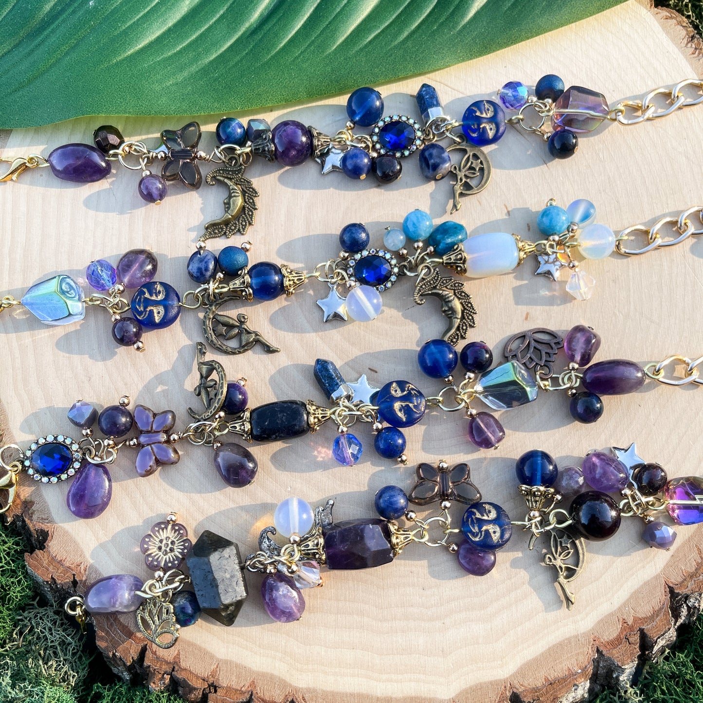 Sodalite + Amethyst Whimsigoth Charm Bracelet ๐