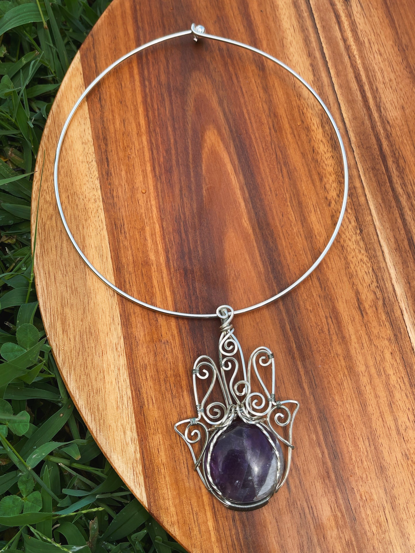 Amethyst Hamsa Hand Necklace