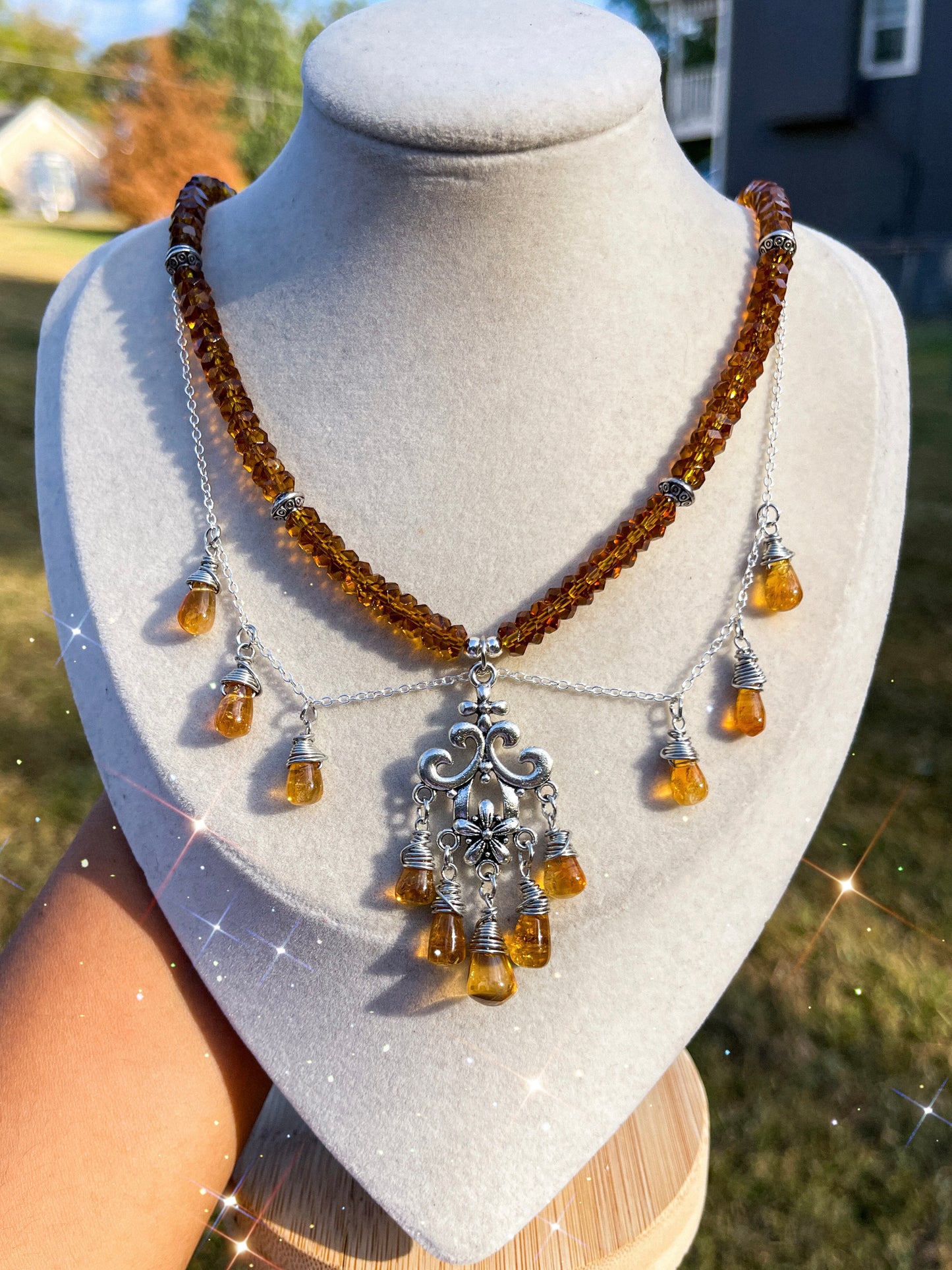 The Sunshine Alchemy Set • Brazilian Citrine Chandelier Necklace + Earrings