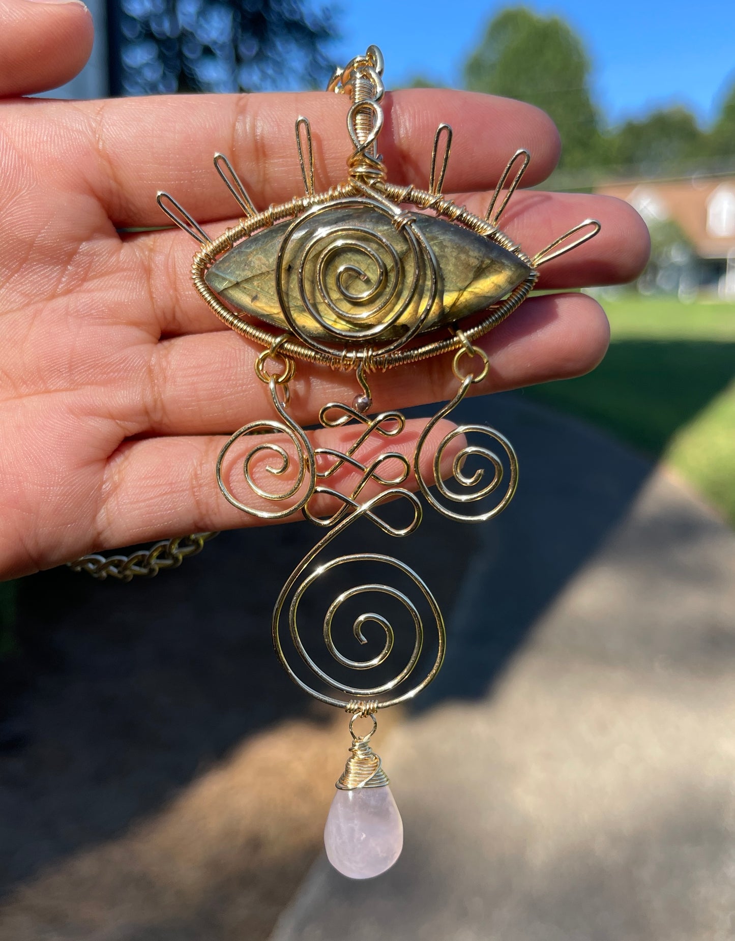 Echo • Labradorite Chained All-Seeing Eye Necklace