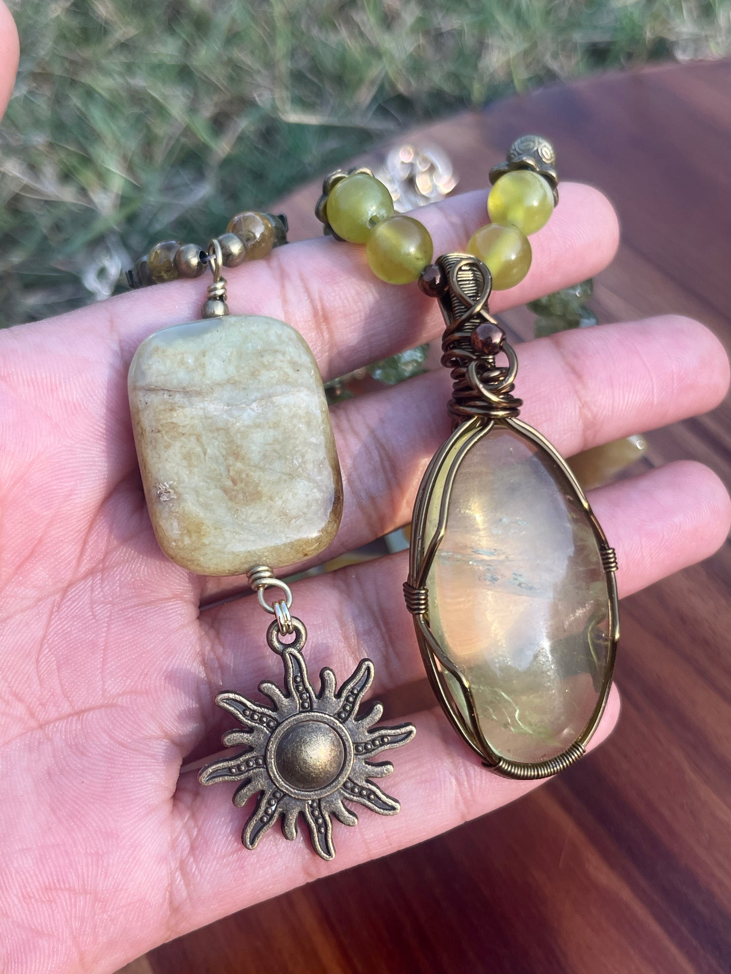 Maya • Peridot, Antique Jade + Lemon Quartz Necklace & Choker Set