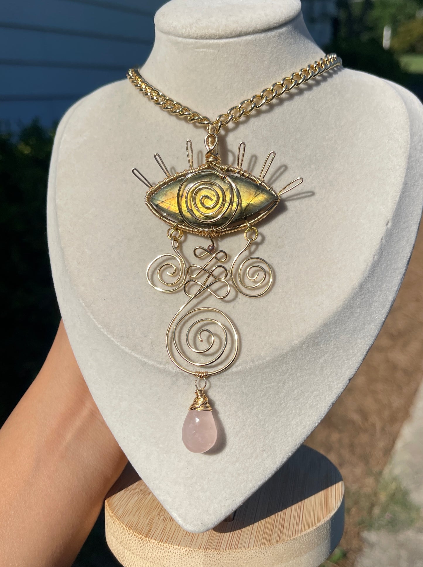 Echo • Labradorite Chained All-Seeing Eye Necklace