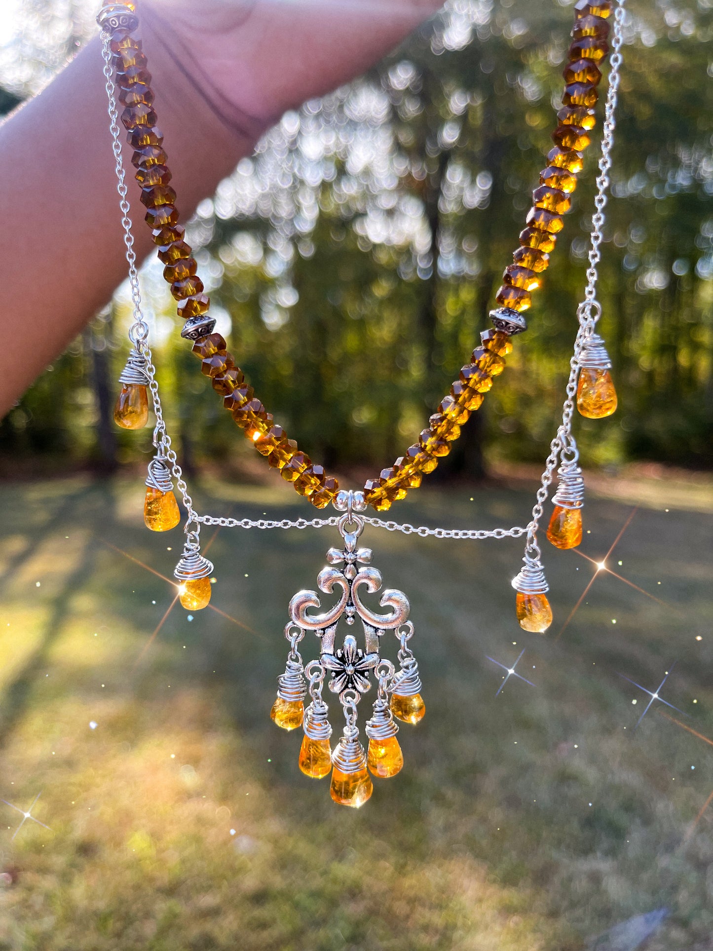 The Sunshine Alchemy Set • Brazilian Citrine Chandelier Necklace + Earrings