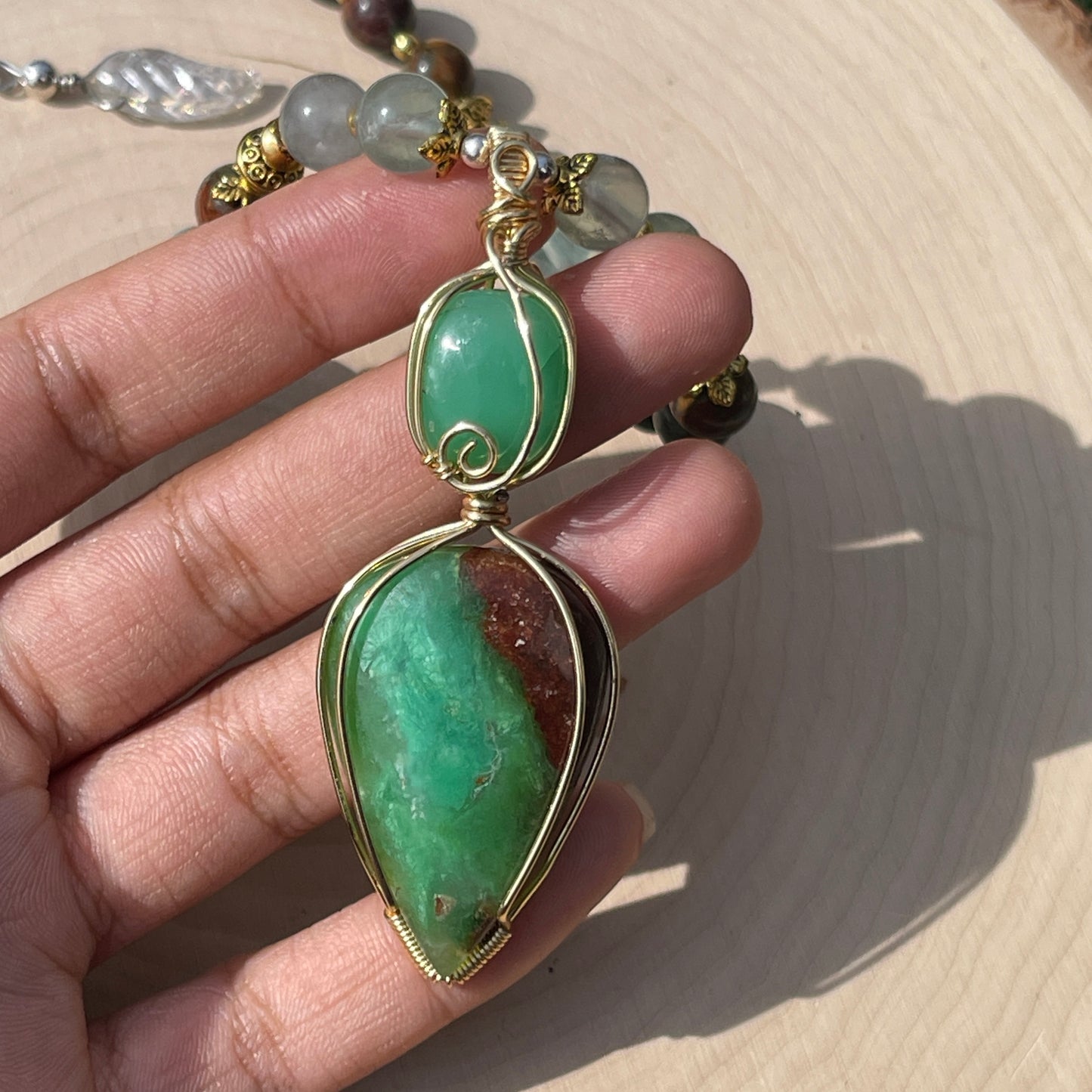 Moxie • Chrysoprase, Fluorite + Green Opal Necklace