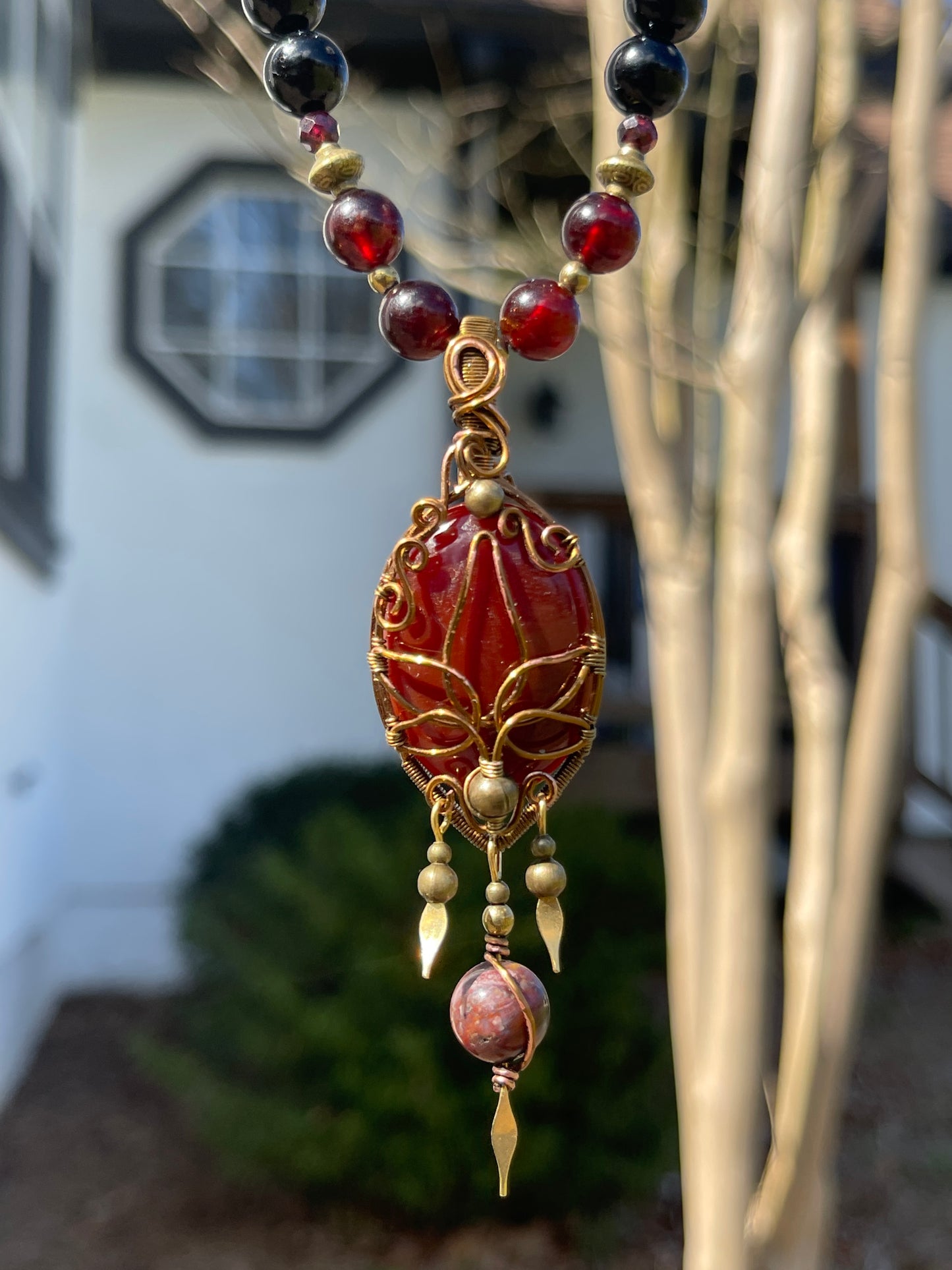 Solana • Carnelian, Black Tourmaline, Hessonite + Red Jasper Garnet Necklace