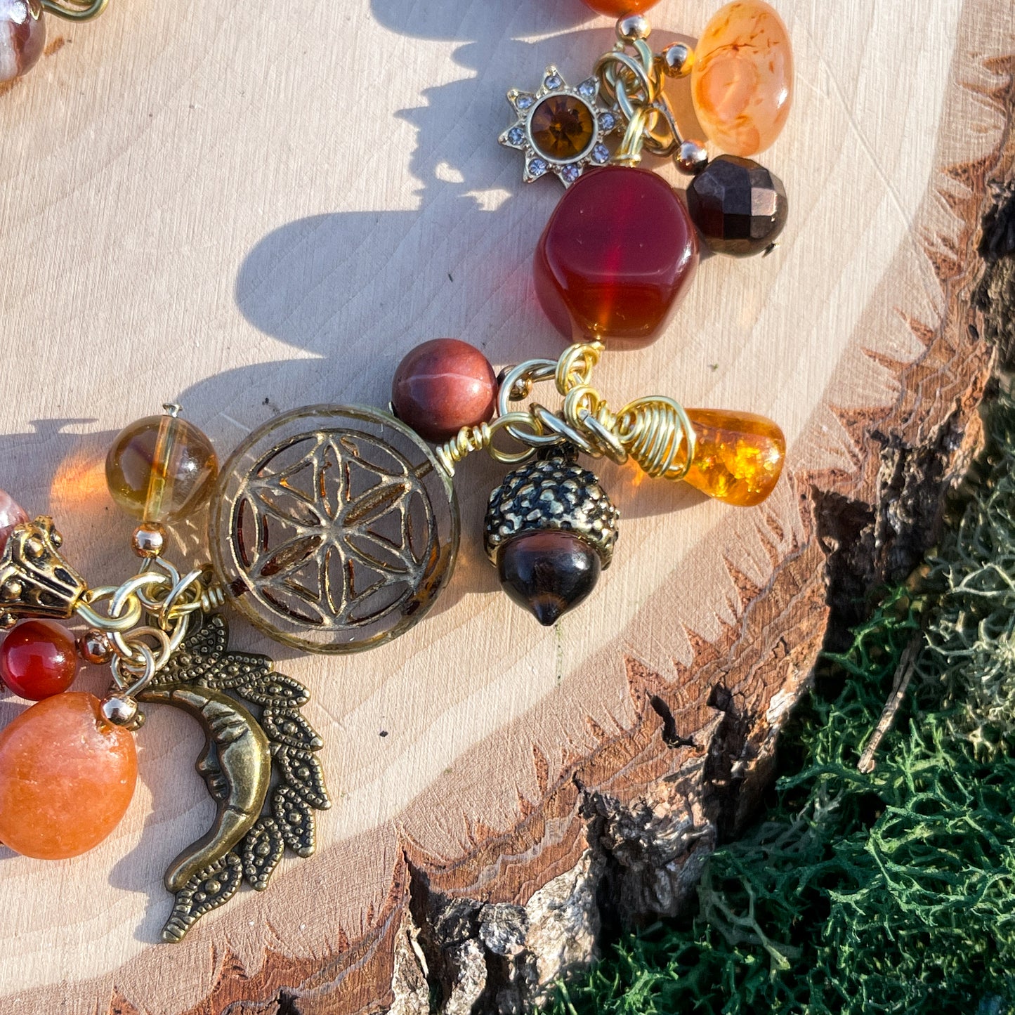 Pumpkin Spice • Carnelian, Citrine, Red Jasper, + Orange Aventurine Charm Bracelet