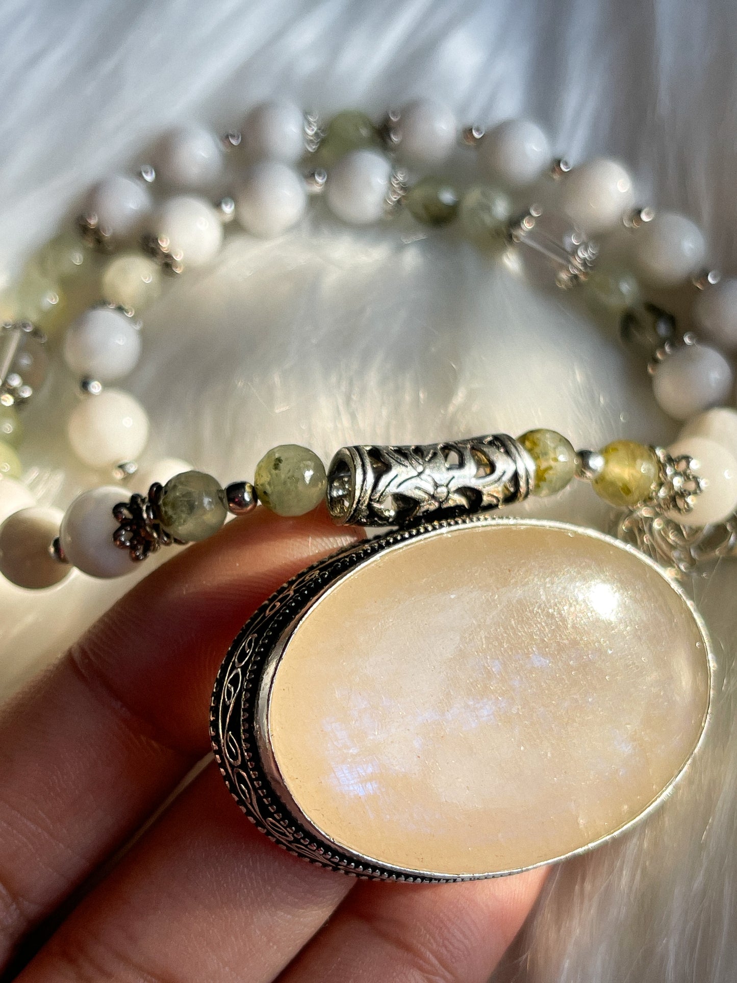 Moonstone + Prehnite Necklace