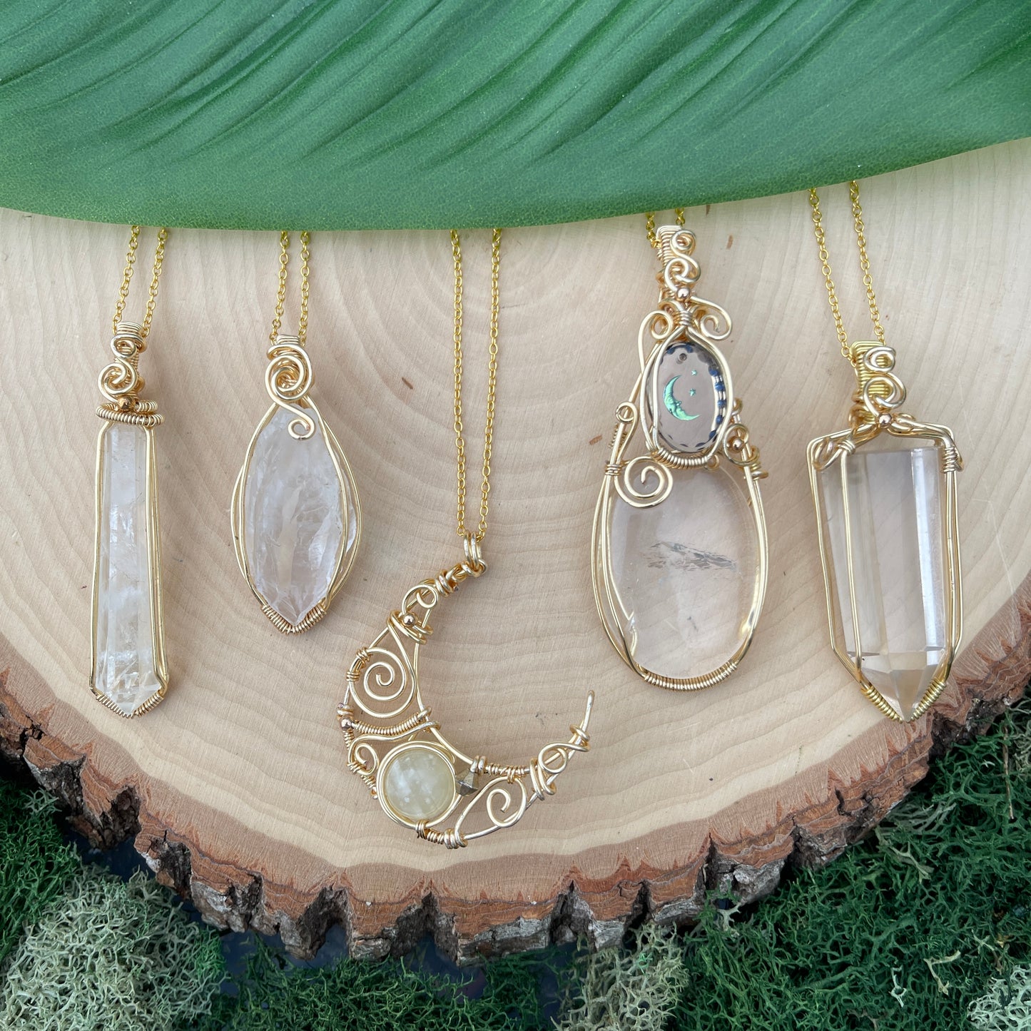 Prancer • Green Onyx Moon Pendant