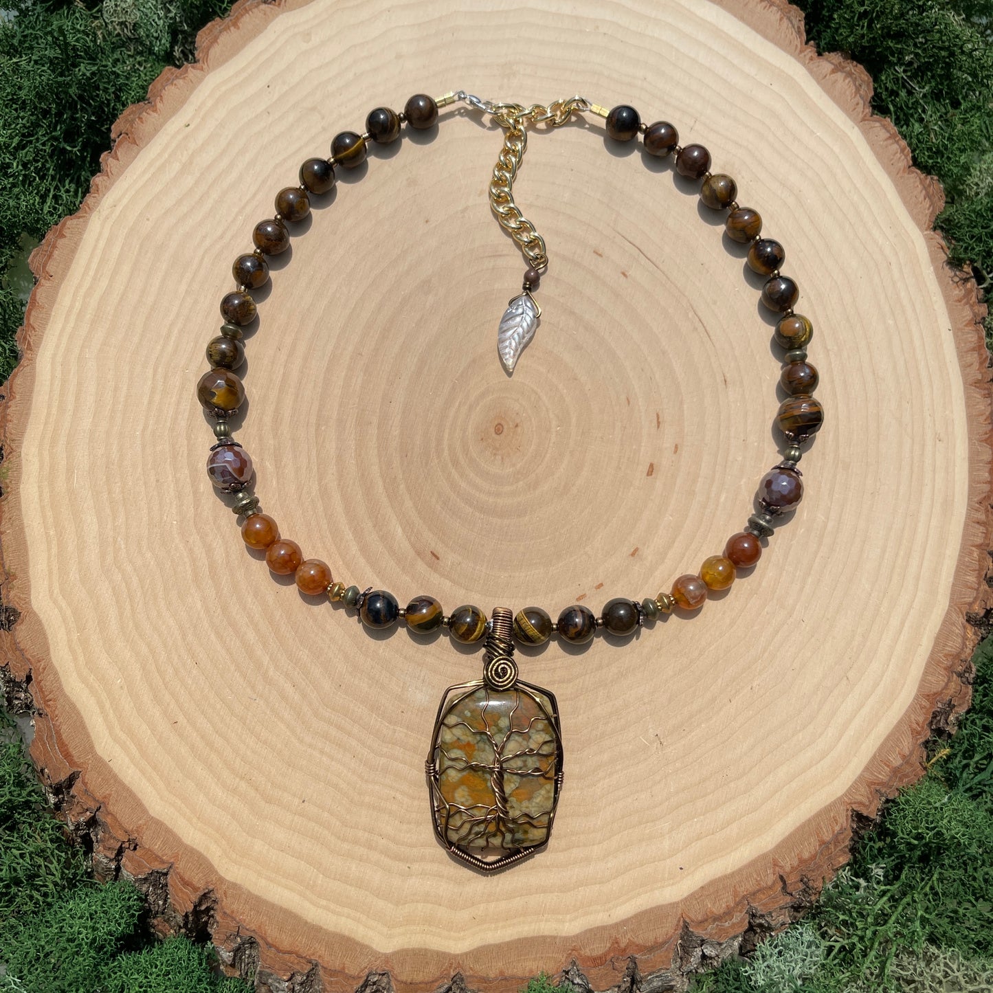 Azalea • Ocean Jasper, Honey Agate, Tiger’s Eye + Carnelian Tree of Life Necklace