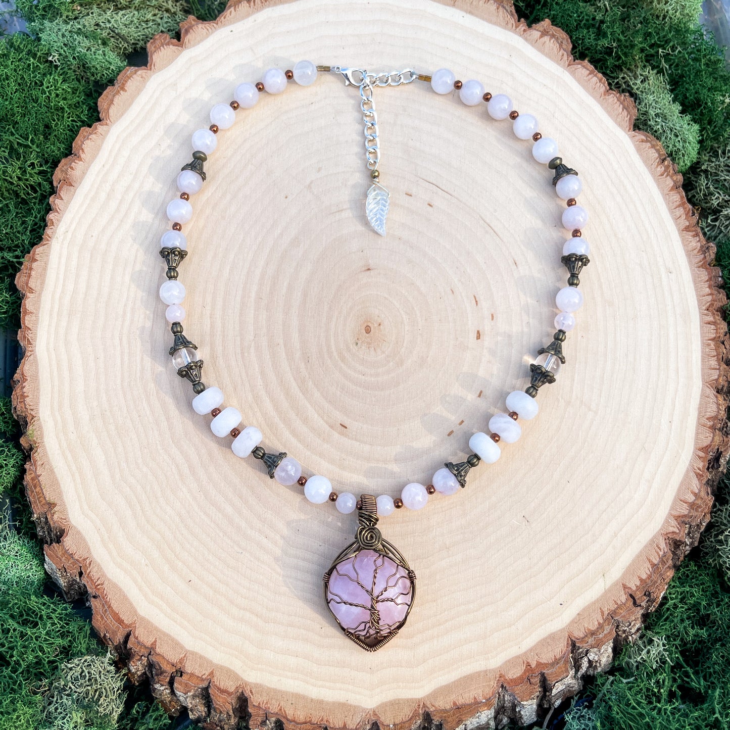 Magnolia • Rose Quartz Tree of Life Necklace