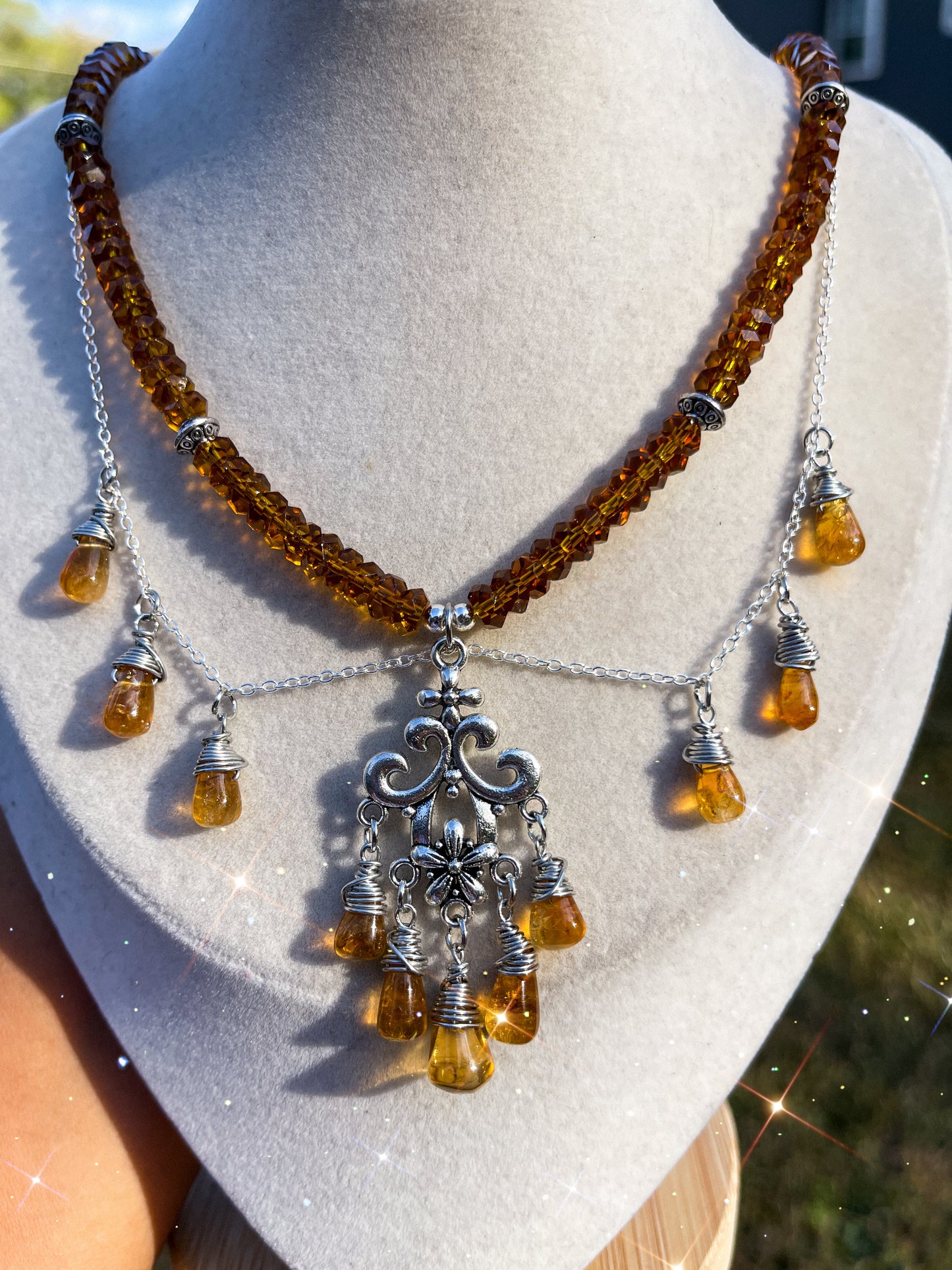 The Sunshine Alchemy Set • Brazilian Citrine Chandelier Necklace + Earrings