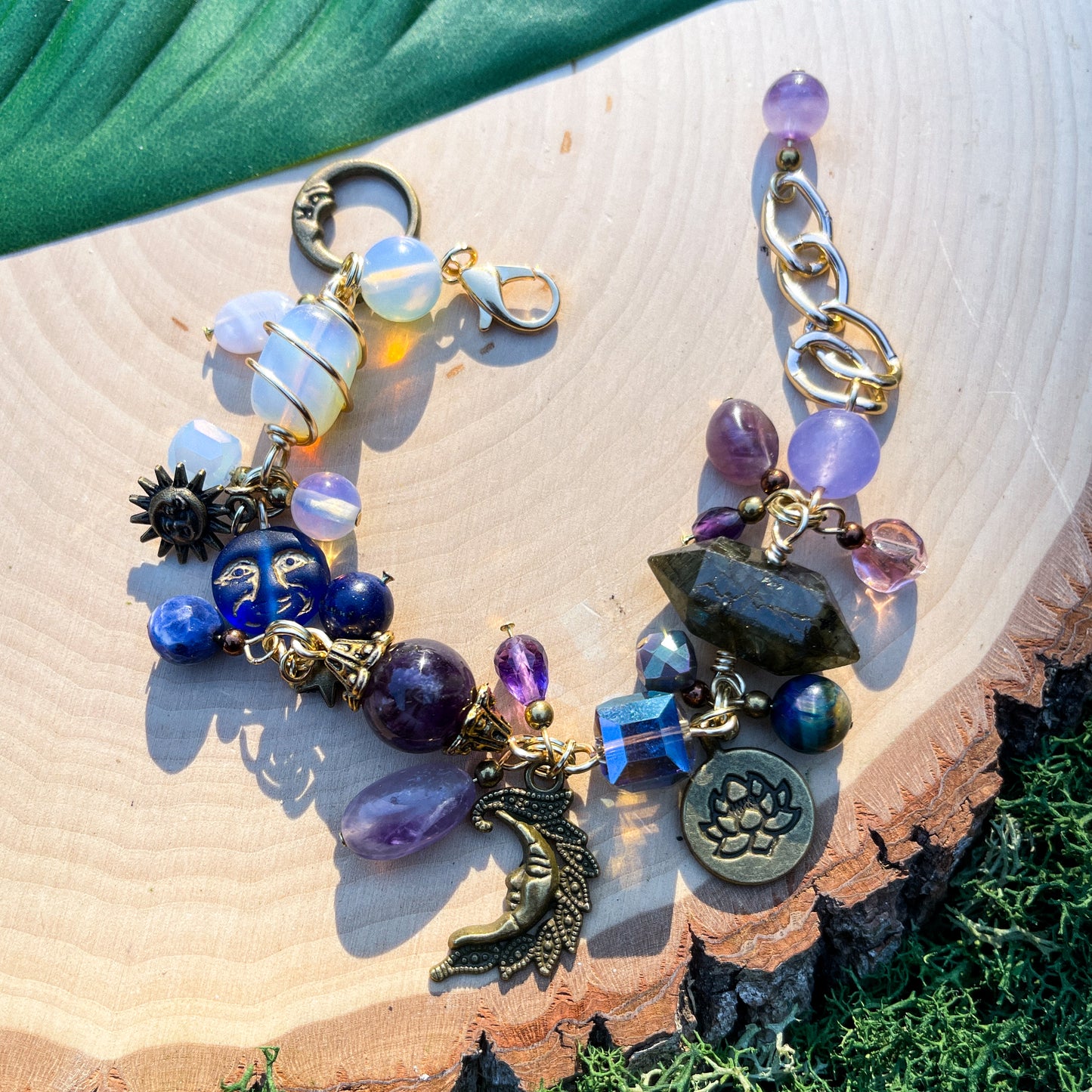 Whimsigoth Opalite, Amethyst, Sodalite + Labradorite Charm Bracelet ๐