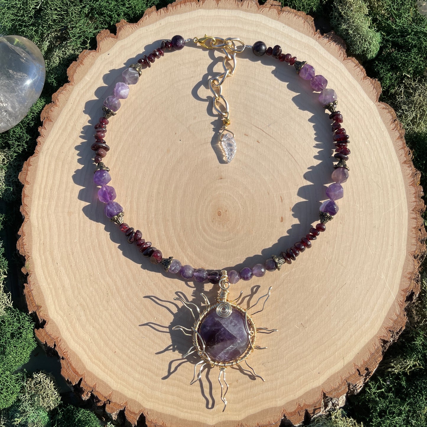 Moxie • Amethyst + Garnet Sun Necklace