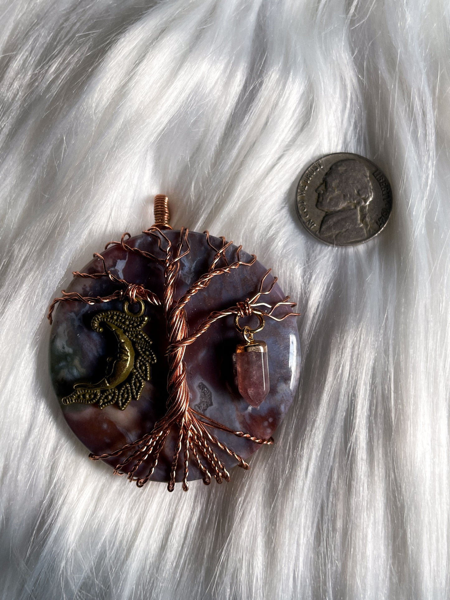 XL India Agate Tree of Life Charmed Pendant