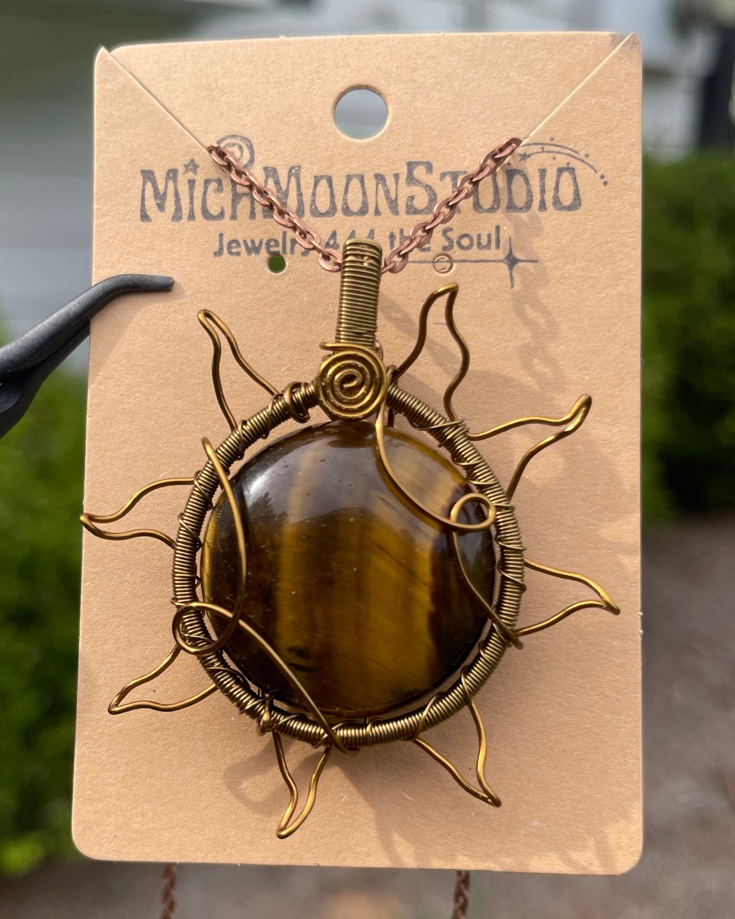 Tigers Eye Sun Pendant