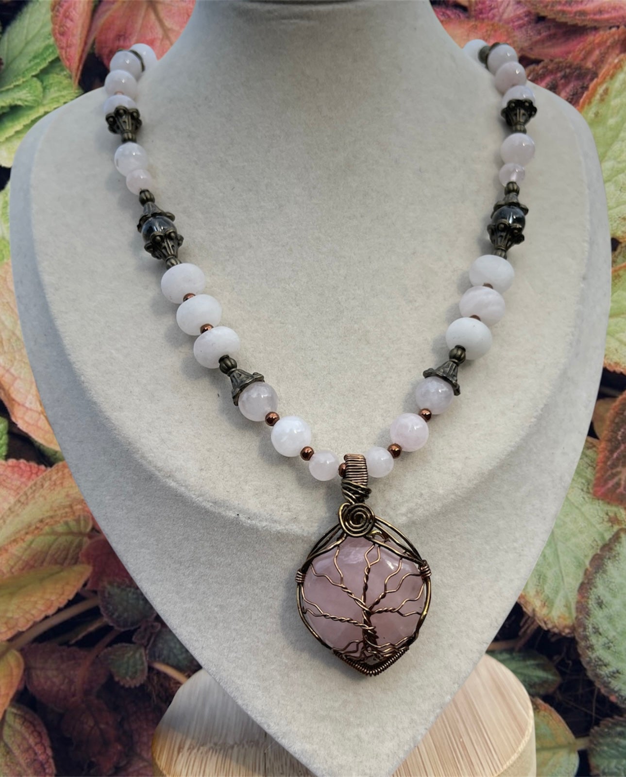 Magnolia • Rose Quartz Tree of Life Necklace