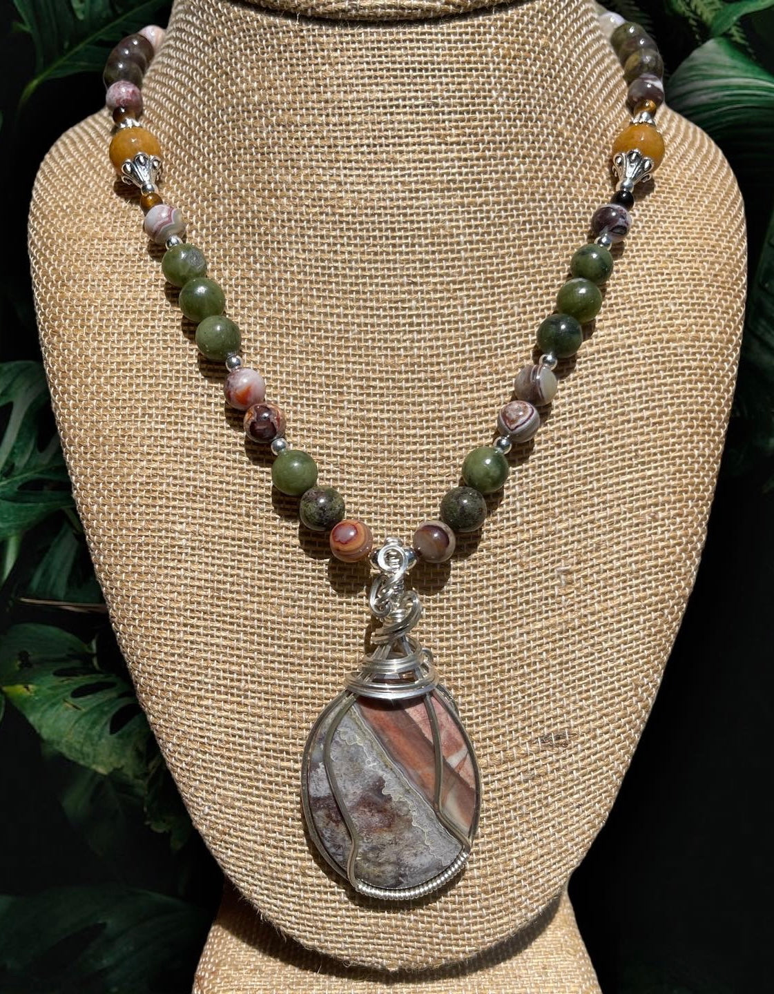 “Clay Canyons” Crazy Lace Agate Necklace