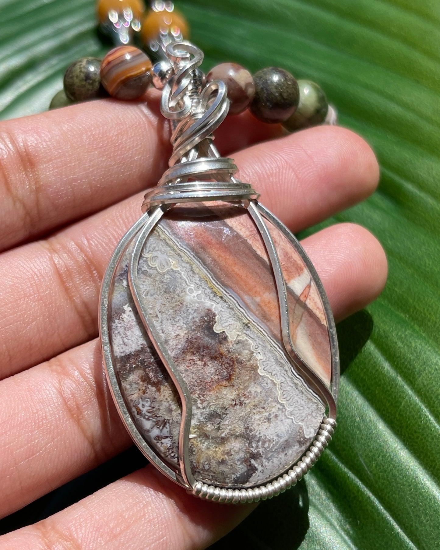 “Clay Canyons” Crazy Lace Agate Necklace
