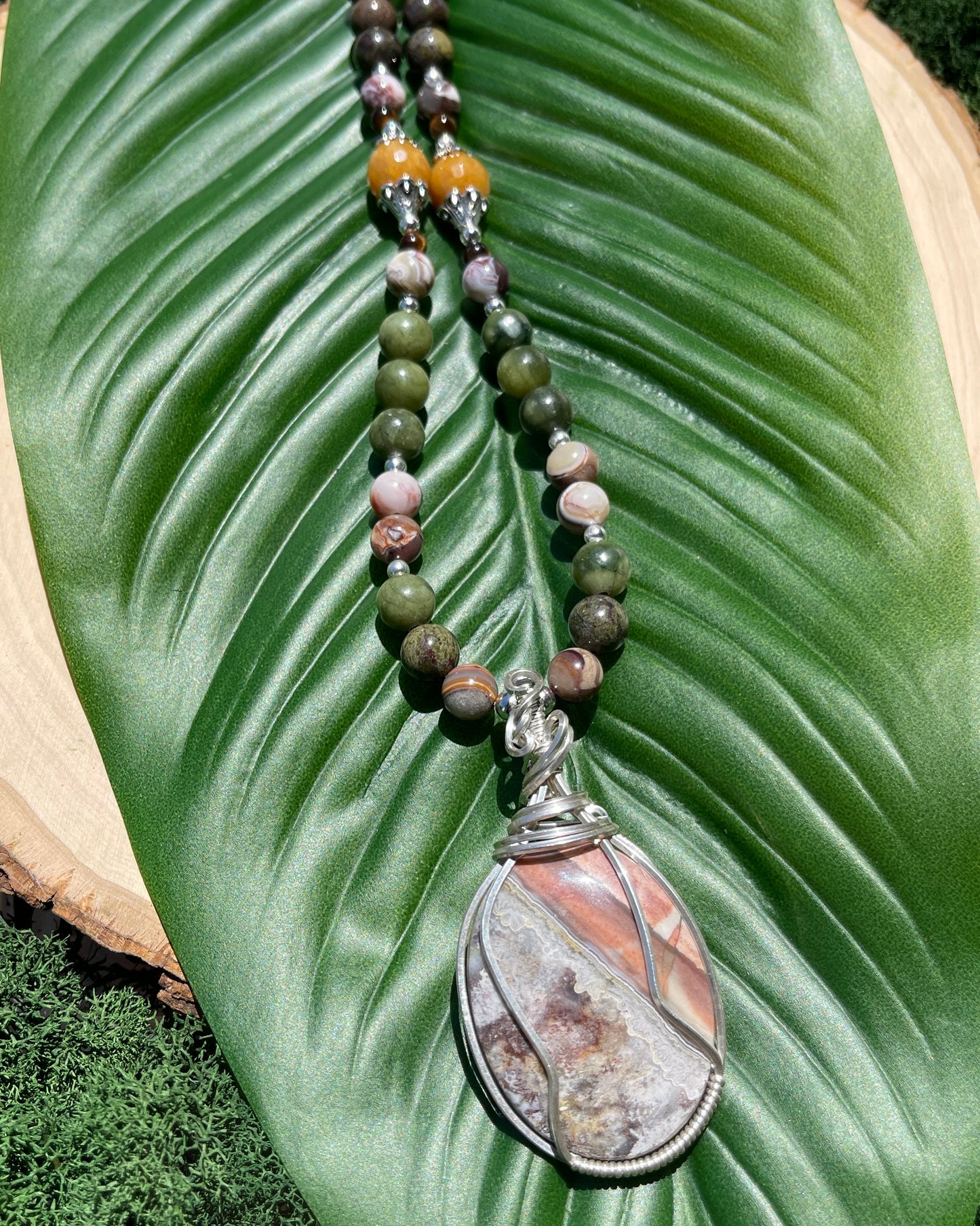 “Clay Canyons” Crazy Lace Agate Necklace