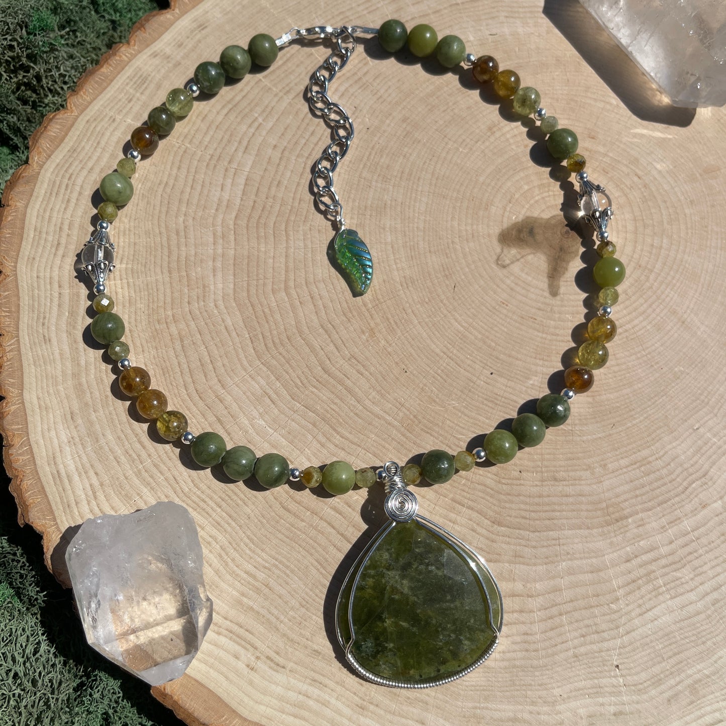 Josie • Vesuviante, Green Garnet + Jade Necklace