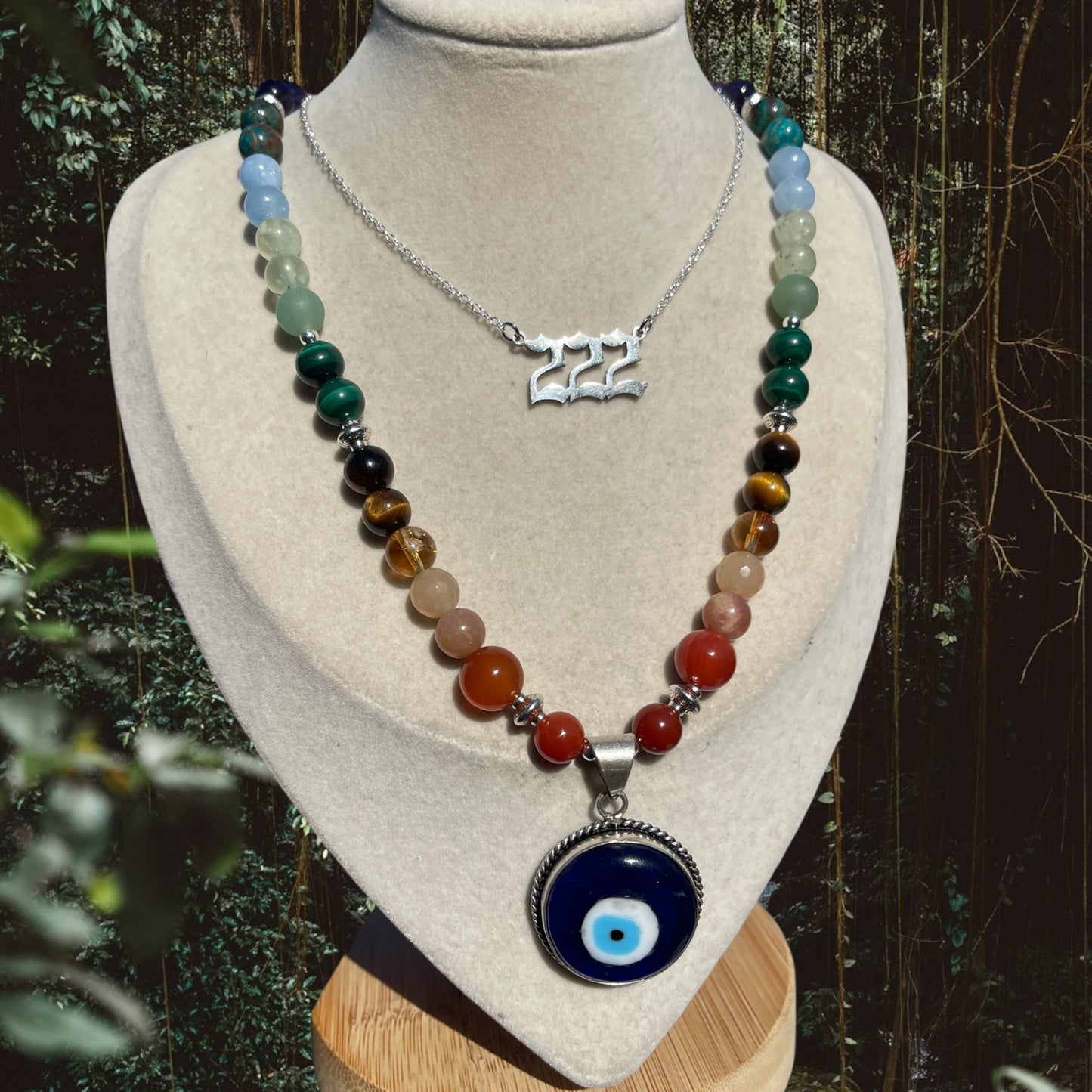 222 Lucky Stack 🧿 Crystal Rainbow Necklace