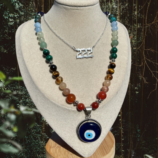 222 Lucky Stack 🧿 Crystal Rainbow Necklace