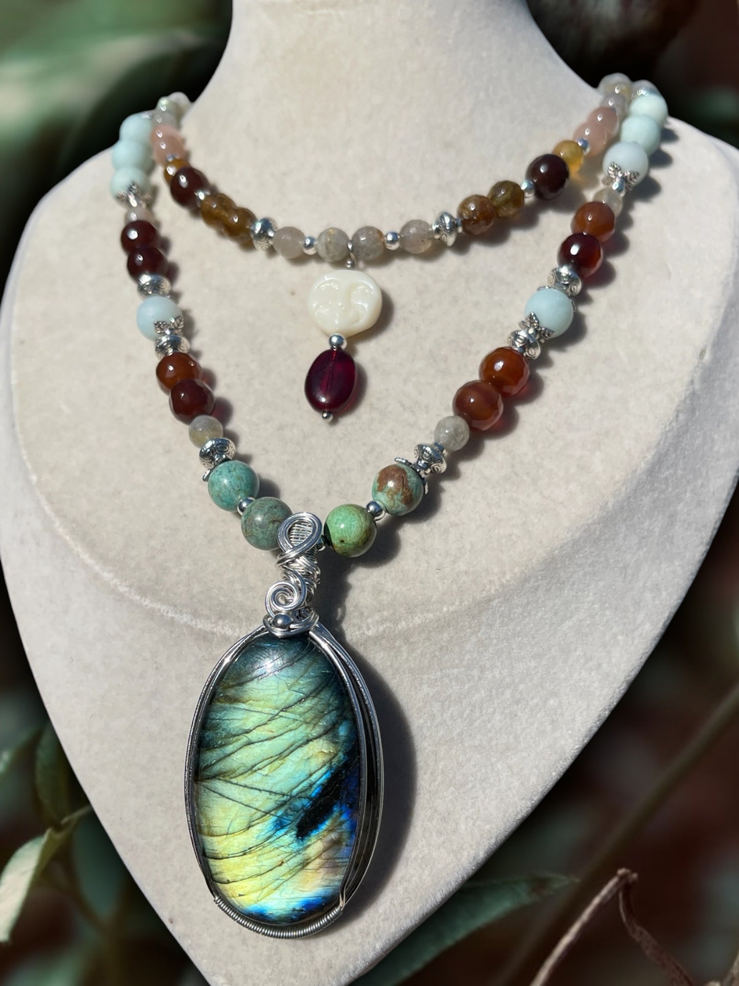 Venus • Labradorite, Amazonite, Chrysocolla + Honey Agate Necklace Set