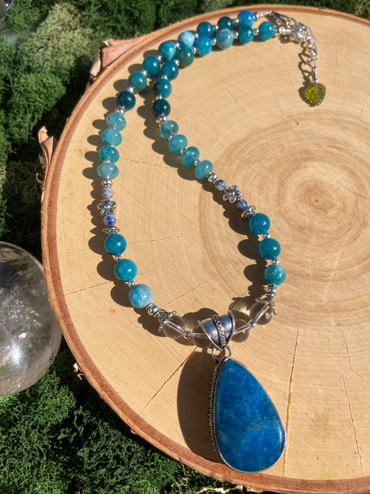 Blue Apatite 925 Sterling Silver Necklace
