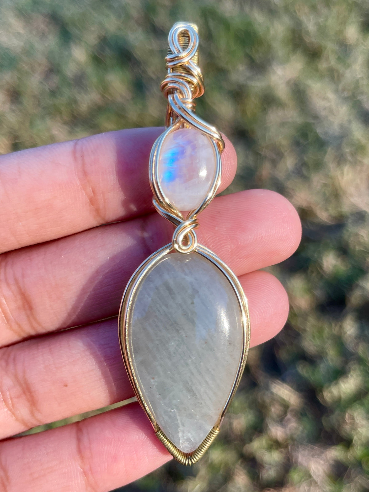 Aquamarine + Moonstone Pendant