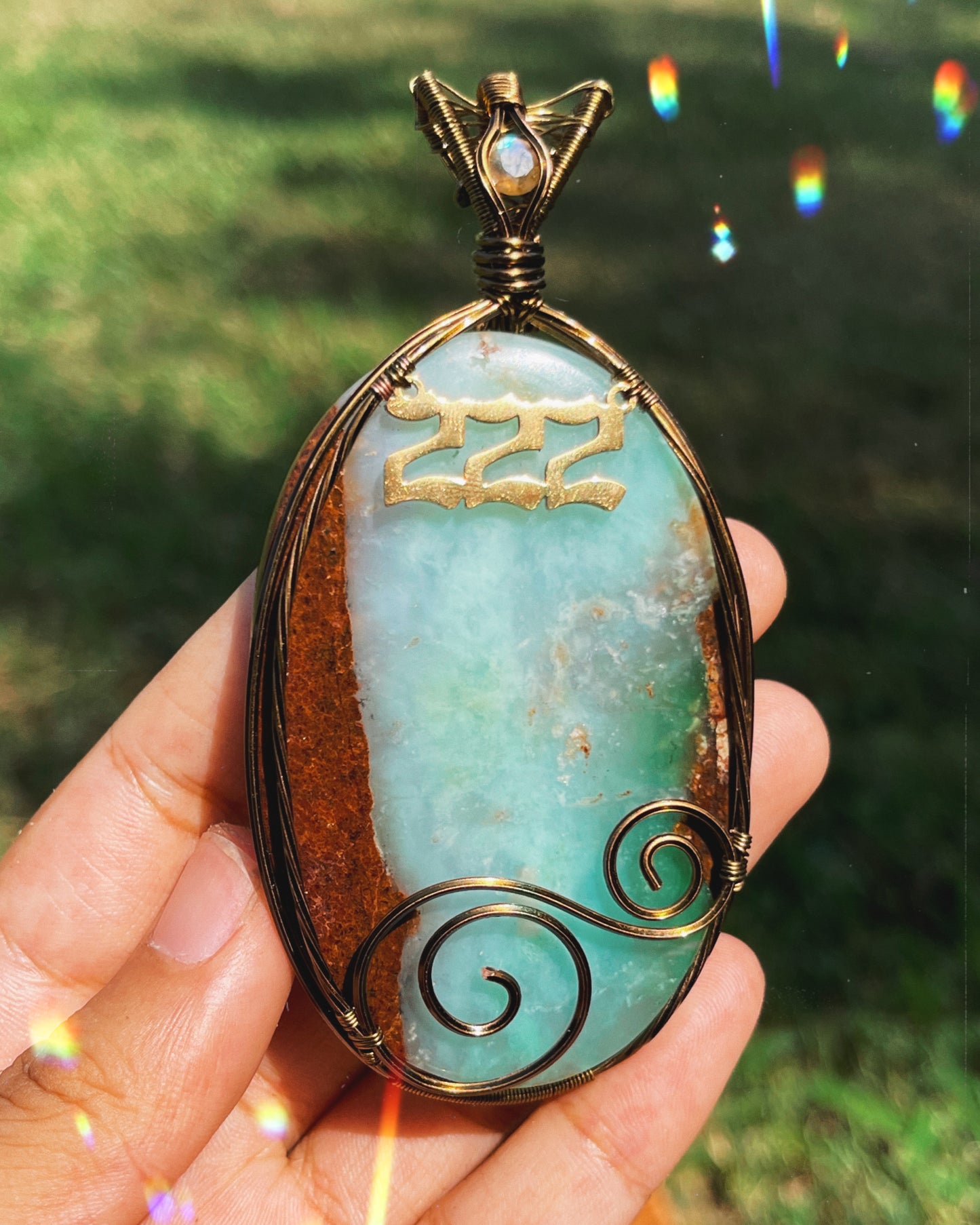 XL Boulder Chrysoprase + Labradorite 222 Pendant