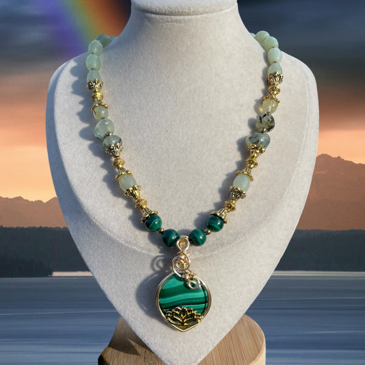 Wealth + Prosperity • Malachite + Prehnite Necklace