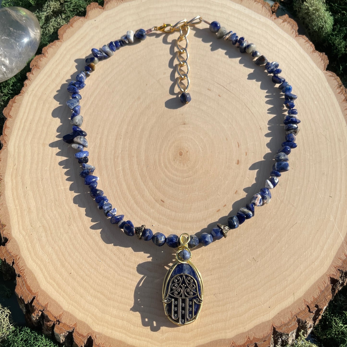 Zephyr • Sodalite Hamsa Hand Necklace