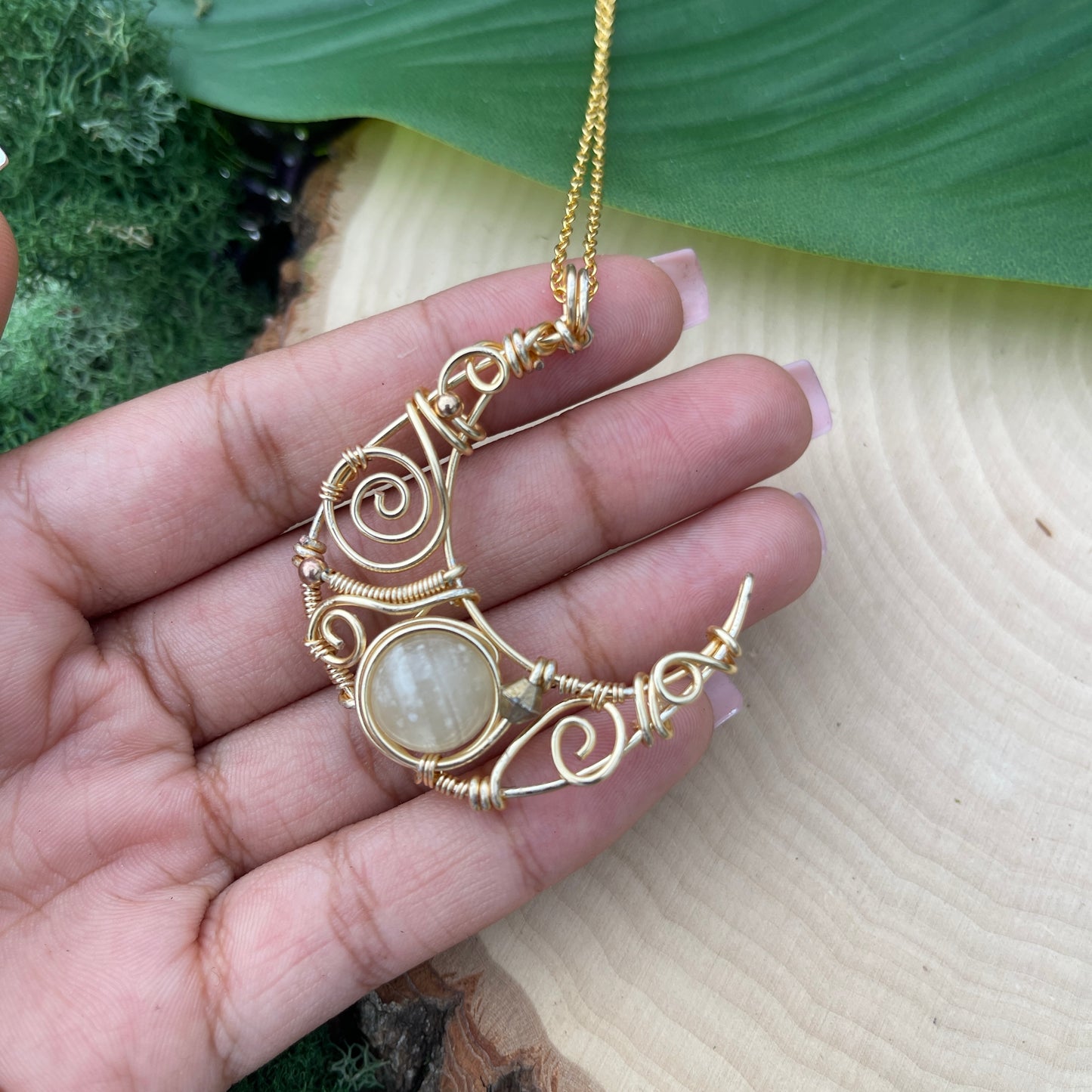 Prancer • Green Onyx Moon Pendant