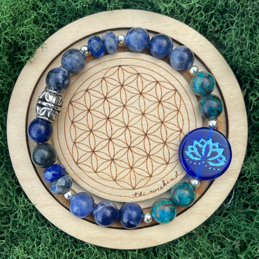 Chrysocolla + Sodalite Lotus Bracelet