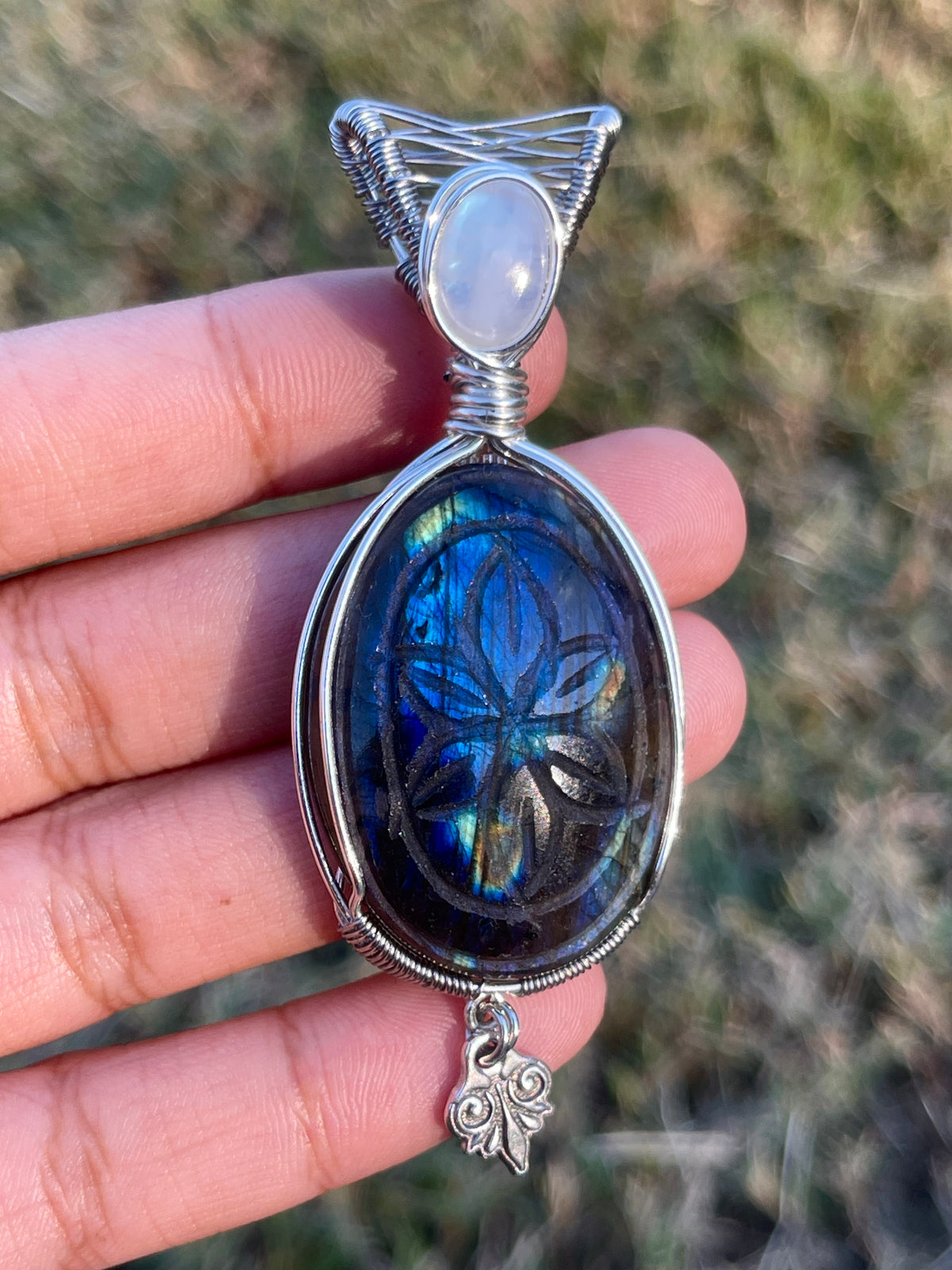 Labradorite + Moonstone Pendant