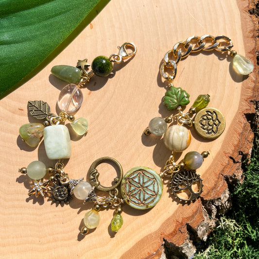 Jade + Peridot Charm Bracelet