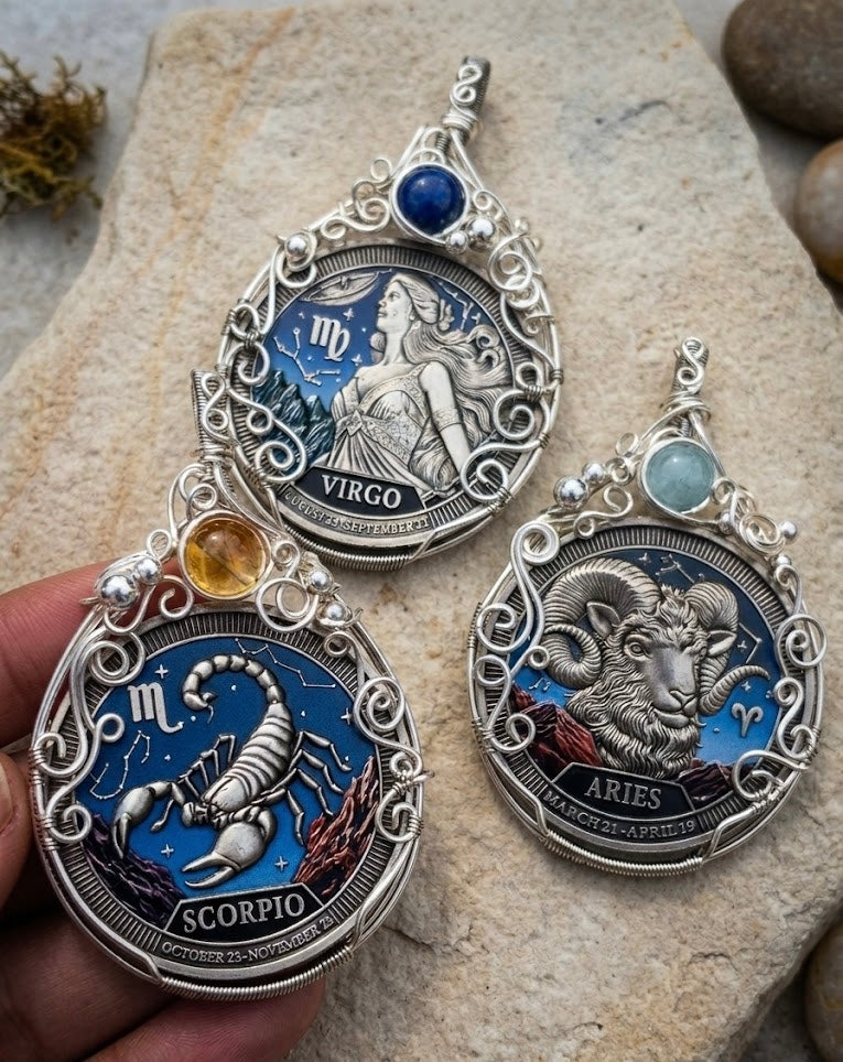 Crystal Zodiac Birthstone Pendants • Claim Your Sign