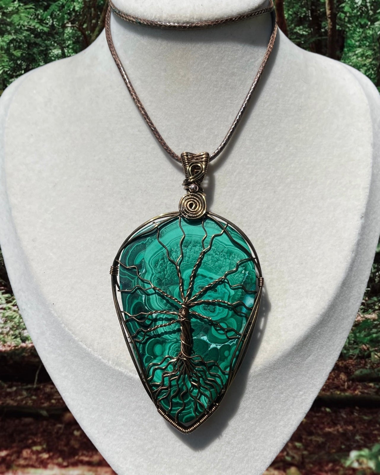 Rare XL Malachite Tree of Life Pendant