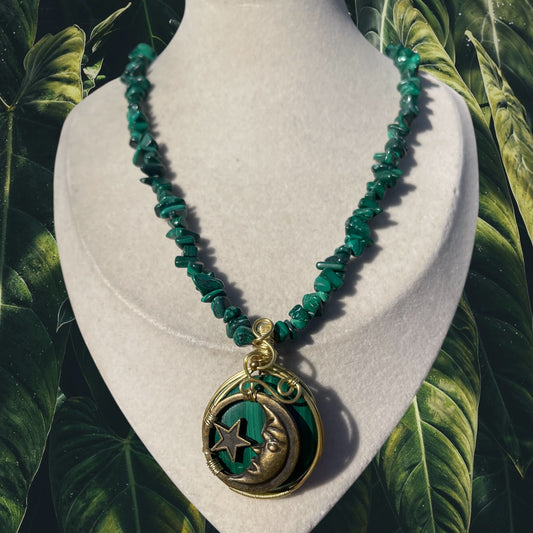 Solis • Malachite Moonface Necklace