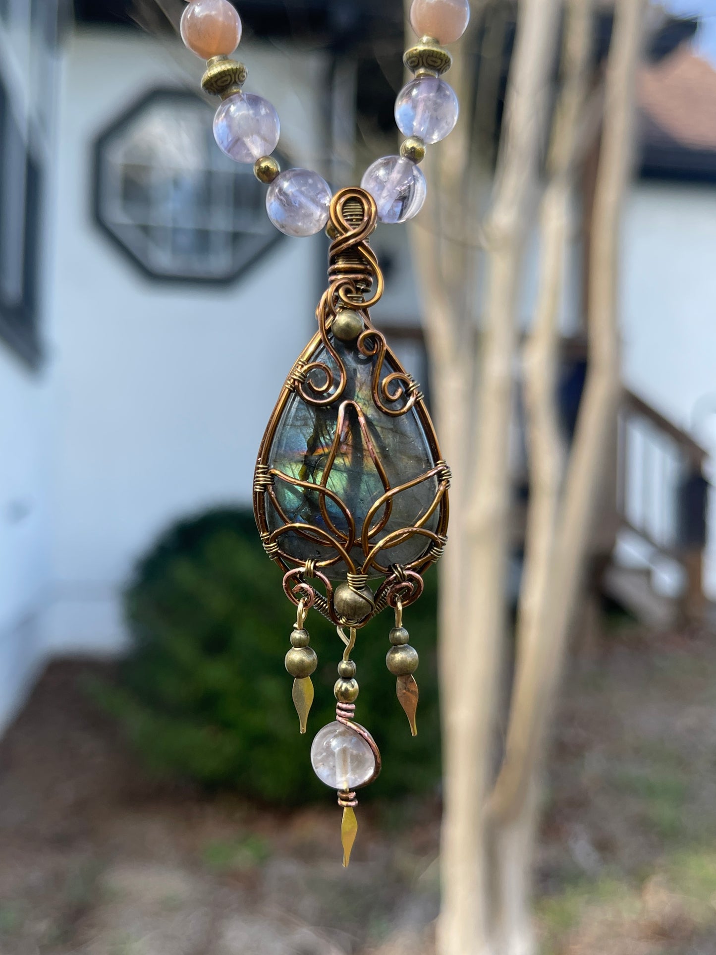 Amaya • Labradorite, Peach Moonstone, Garnet + Lilac Amethyst