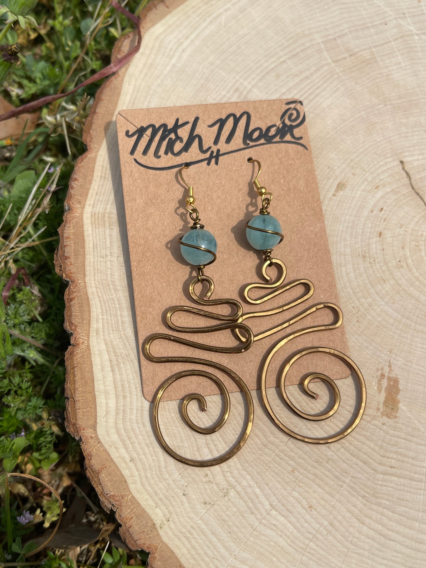 Large Spiral Aquamarine Earrings
