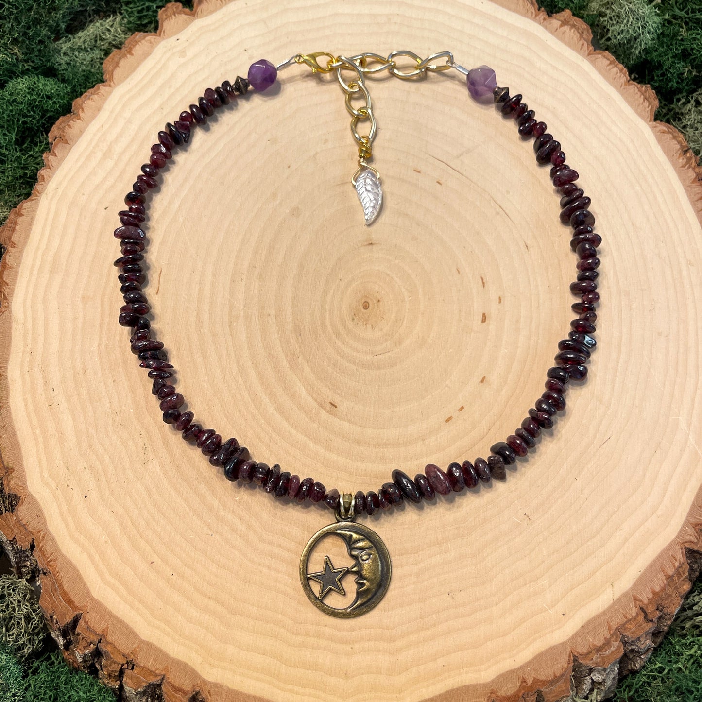Lyra • Garnet Capricorn Moon Necklace