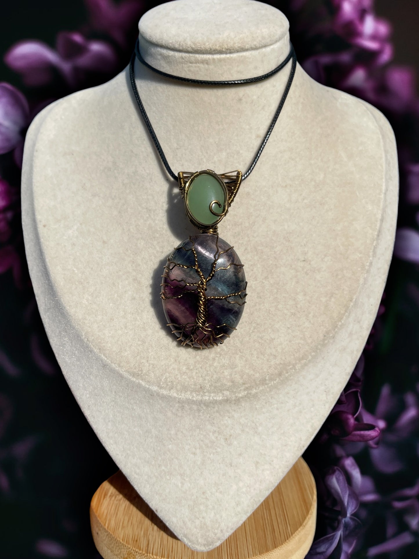 Fluorite + Green Aventurine Tree of Life Pendant
